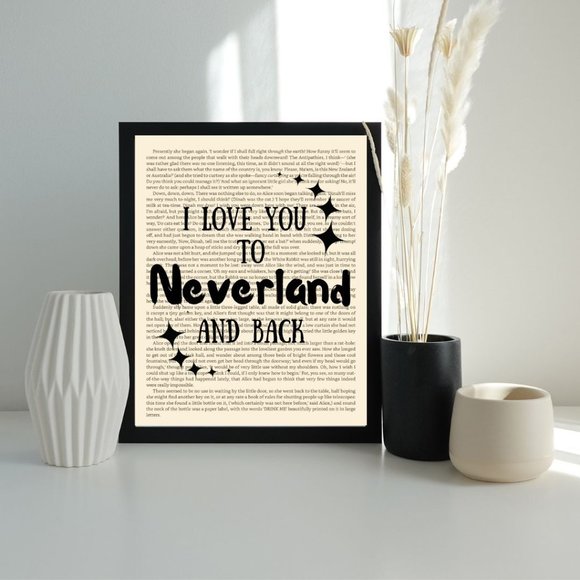 Motivational Book Page Art Print- I Love you to Neverland - Picture 3 of 4